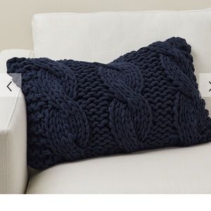 Colossal Handknit Lumbar Throw Pillow Navy